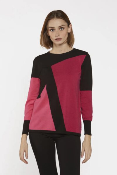 JERSEY INTARSIA NEGRO Y FUCSIA