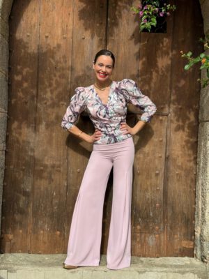 CAMISA GASA FLOCADA  Y PANTALON